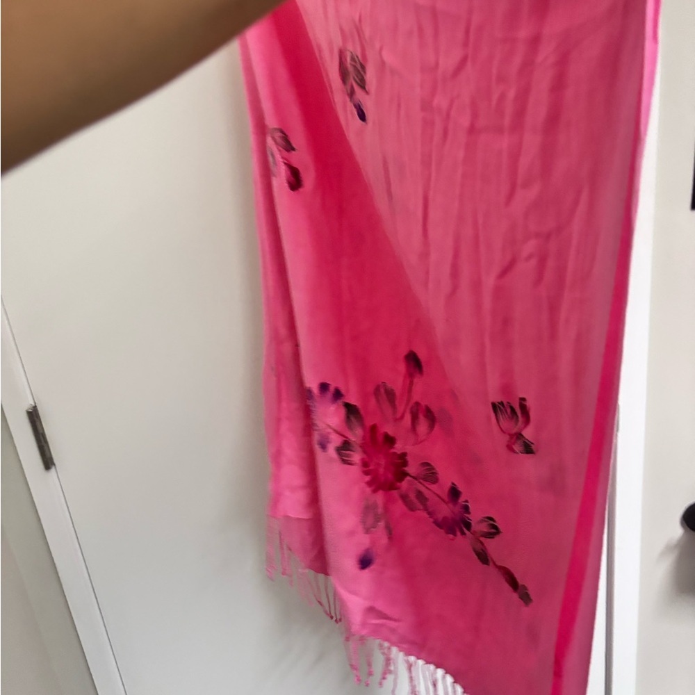 Pink Floral Scarf - Picture 2 of 7